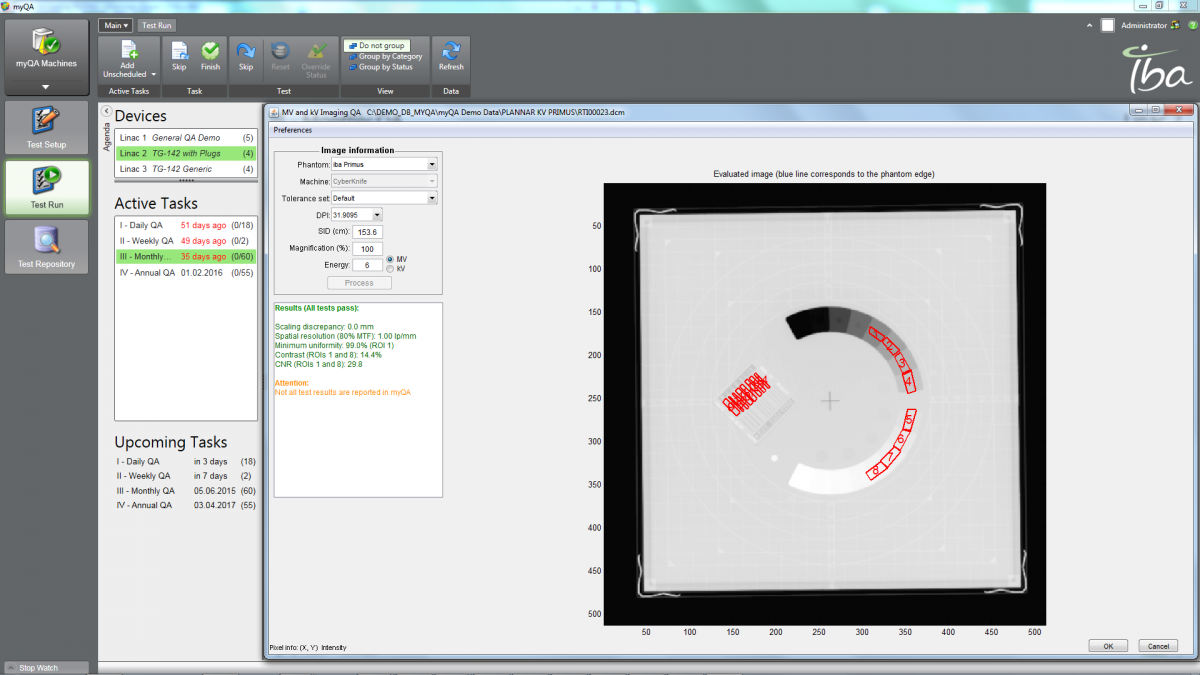 MyQA Machines-Test Run-MV And KV Imaging QA